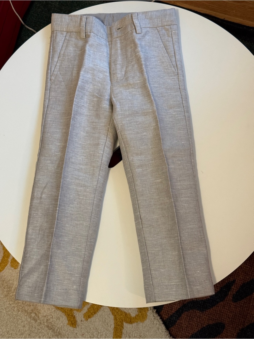 Janie and Jack Boys' Light Gray linen/cotton Dress Pants 3T